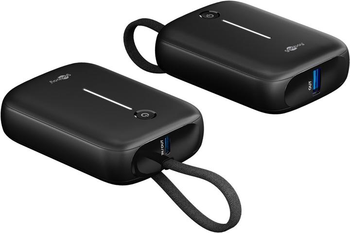 Productafbeelding Goobay Powerbank 10.000 mAh mit integriertem USB-C-Kabel (10000 mAh, 15 W, 37 Wh)