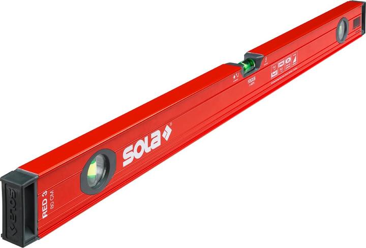 Sola Messwerkzeuge 1215101 Aluminium spirit level Red 3 80" 80 cm in red, 800 mm (80 cm)