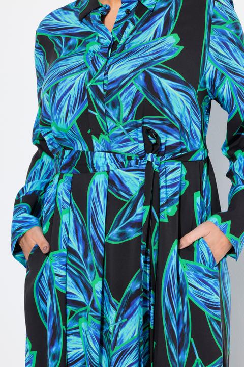 Actual product image Ulla Popken Leaf Print Button Down Dress (54)