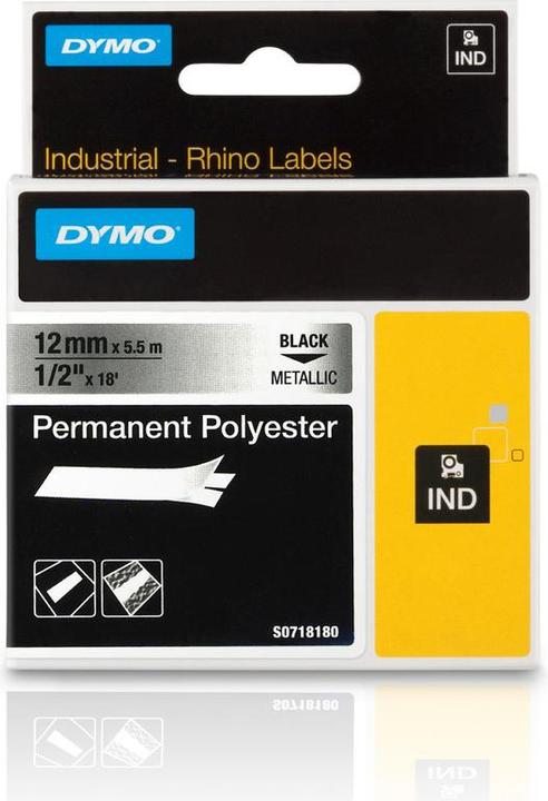 Produktbild Dymo Rhino Band IND 12mm me/sz (1.20 cm, Silber)