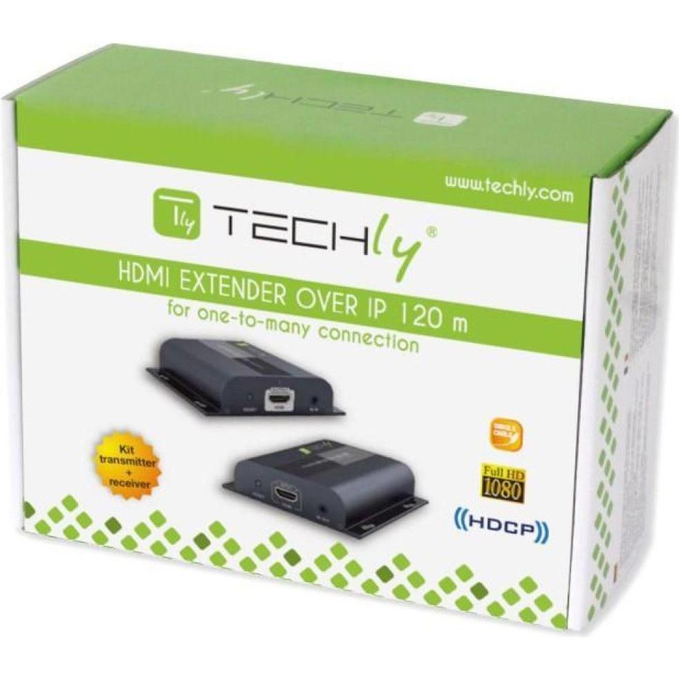 Thumbnail - EFB Elektronik TECHLY HDBitT HDMI Extender Set Sender und Empfaenger ueber IP ueber Netzwerkabel Cat5/5e/6 bis 8..., Swi...