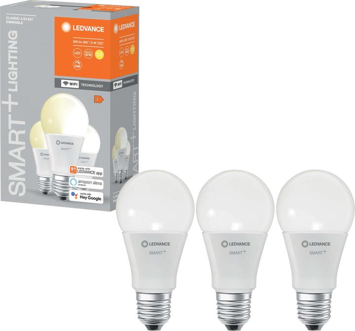 Produktbild Ledvance Smart+ Wifi Classic (E27, 9 W, 806 lm, 3 x, F)