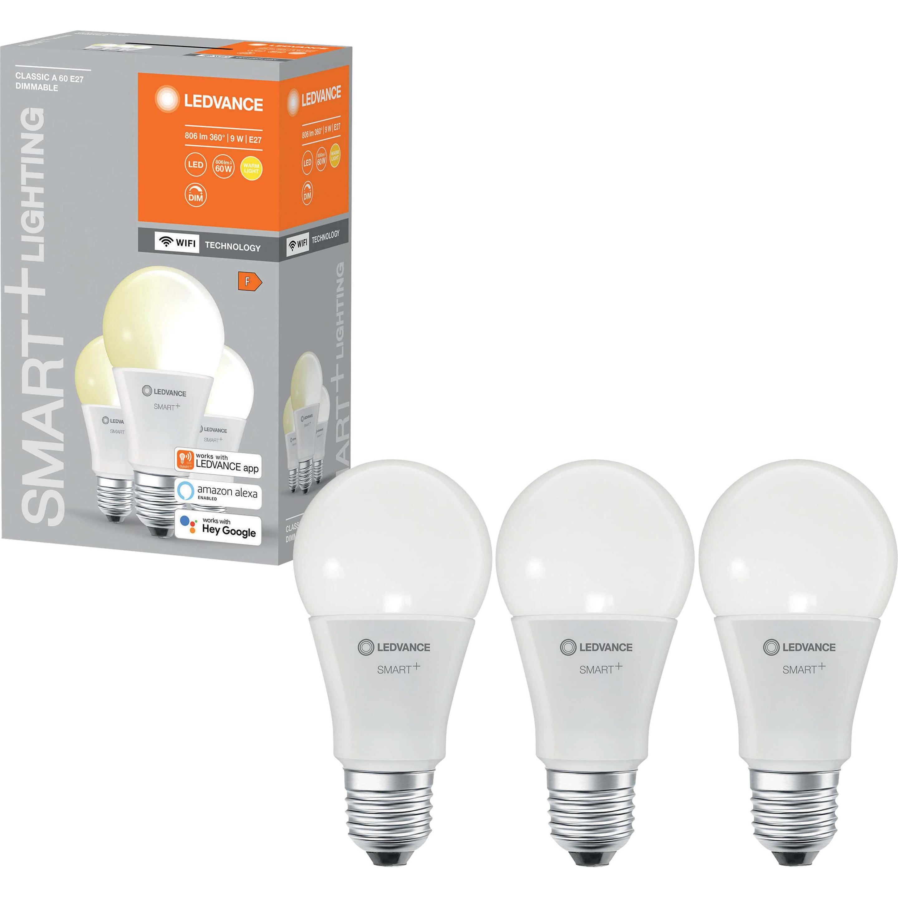 Thumbnail - Ledvance, Leuchtmittel, Smart+ Wifi Classic (E27, 9 W, 806 lm, 3 x, F)