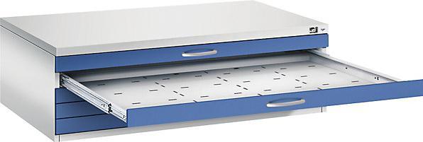Produktbild C+P CP 7200 Planschrank lichtgrau, enzianblau 5 Schubladen 135,0 x 96,0 x 42,0 cm (135 x 96 x 42 cm)