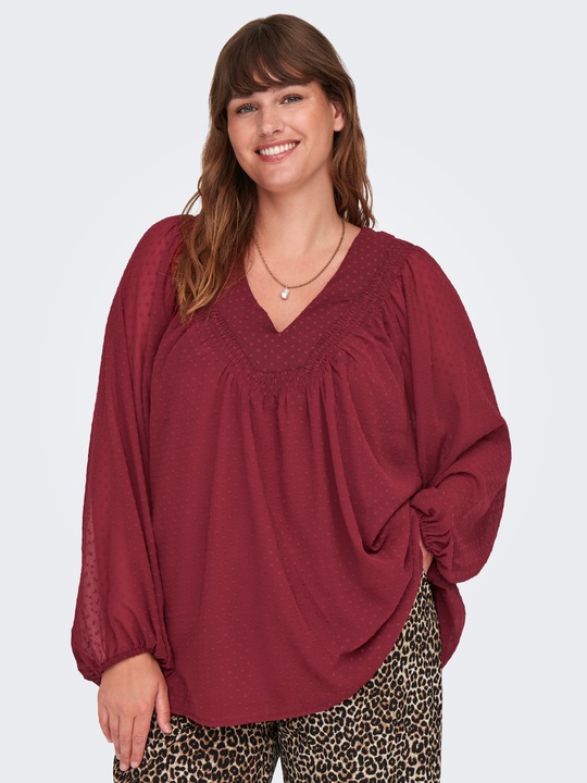 Produktbild Only Normal geschnitten V-Ausschnitt Elastische Bündchen Ballonärmel Top Top (46)