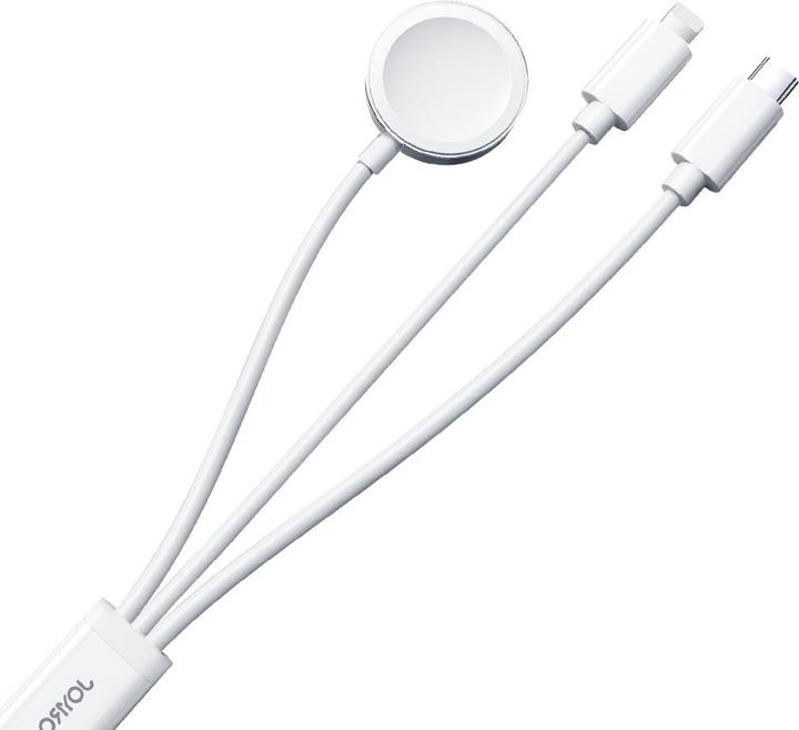 Produktbild Joyroom S-IW008 3-in-1-Kabel magnetisches Ladegerät USB-A – Lightning/USB-C 1,2 m – Weiss (1.20 m, 5 W)
