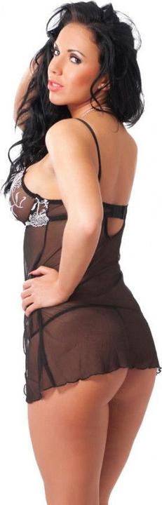 Productafbeelding Amorable by Rimba Black Transparent Babydoll With White Lace (Eén maat voor iedereen)