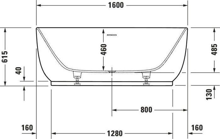 Produktbild Duravit Badewanne LUV 1600x750 freist 2 Rückenschrägen weiss (165 l, 160 cm, 75 cm)