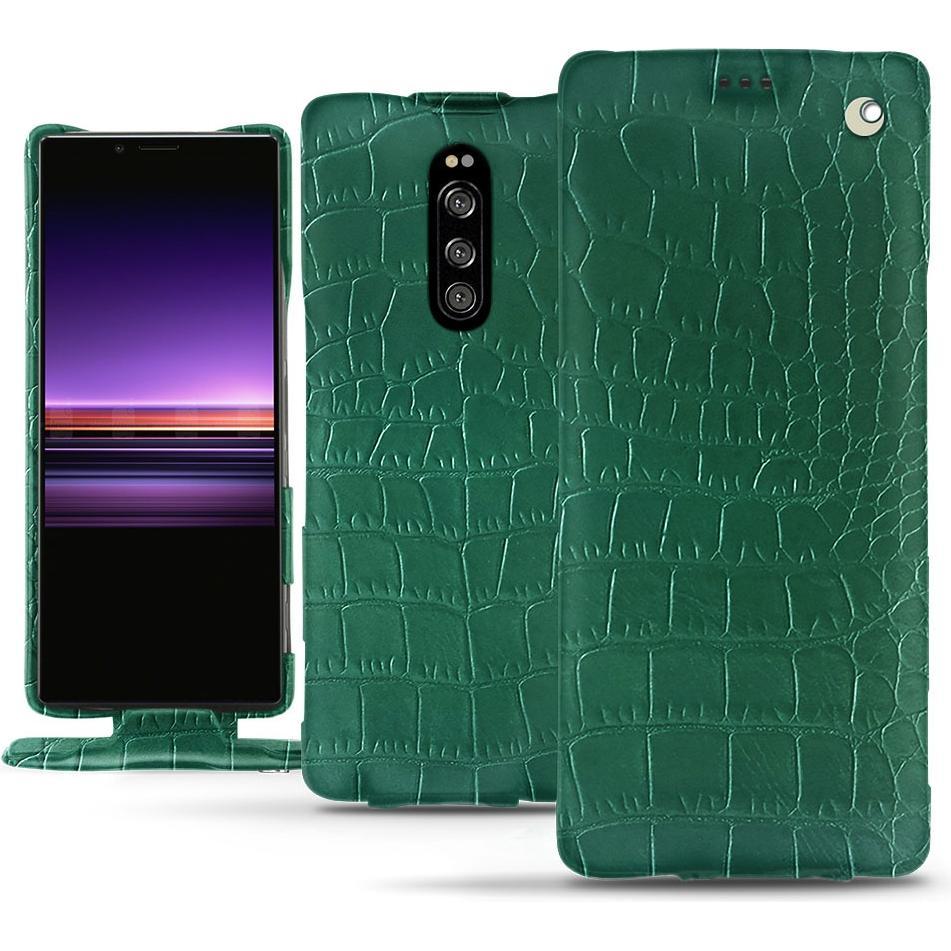 Noreve Lederschutzhülle vertikal (Sony Xperia 1), Smartphone Hülle, Grün