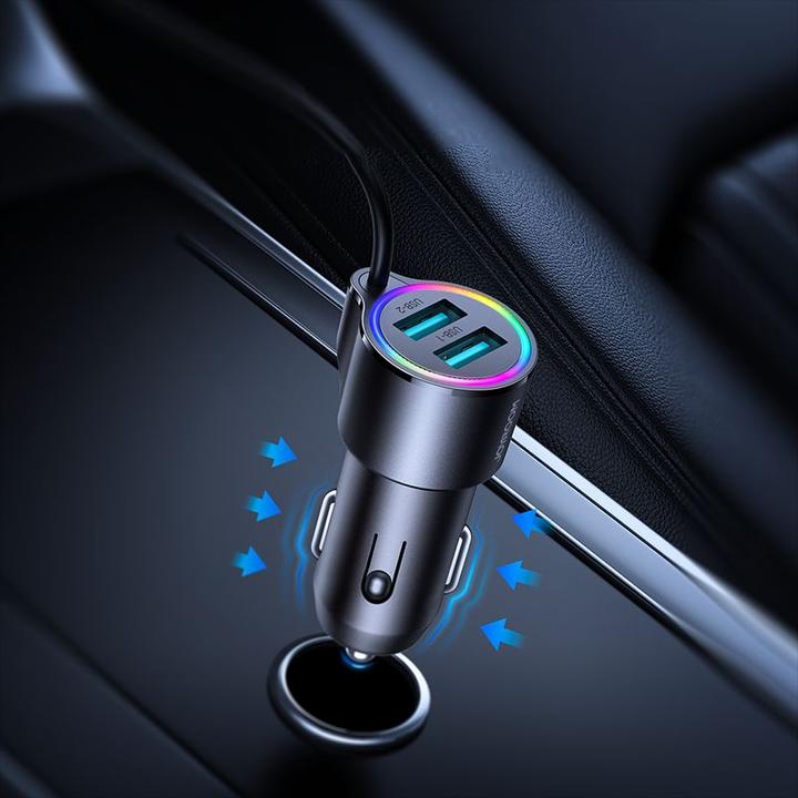 Produktbild Joyroom 3-in-1 fast car charger with Lightning cable 1.5m 17W