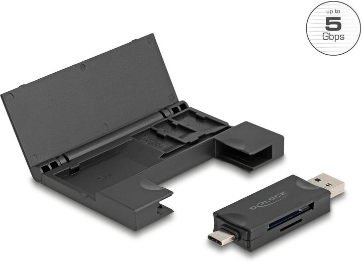 Delock Card Reader USB 5 Gbps USB Type-C / Type-A for SD and (USB-C 3.2 Gen 1)