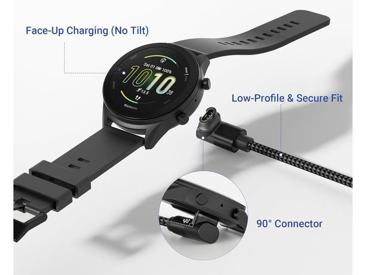 Immagine prodotto PowerGuard 2-in-1 90-Grad Garmin Smartwatch Ladekabel mit USB-C, USB-A