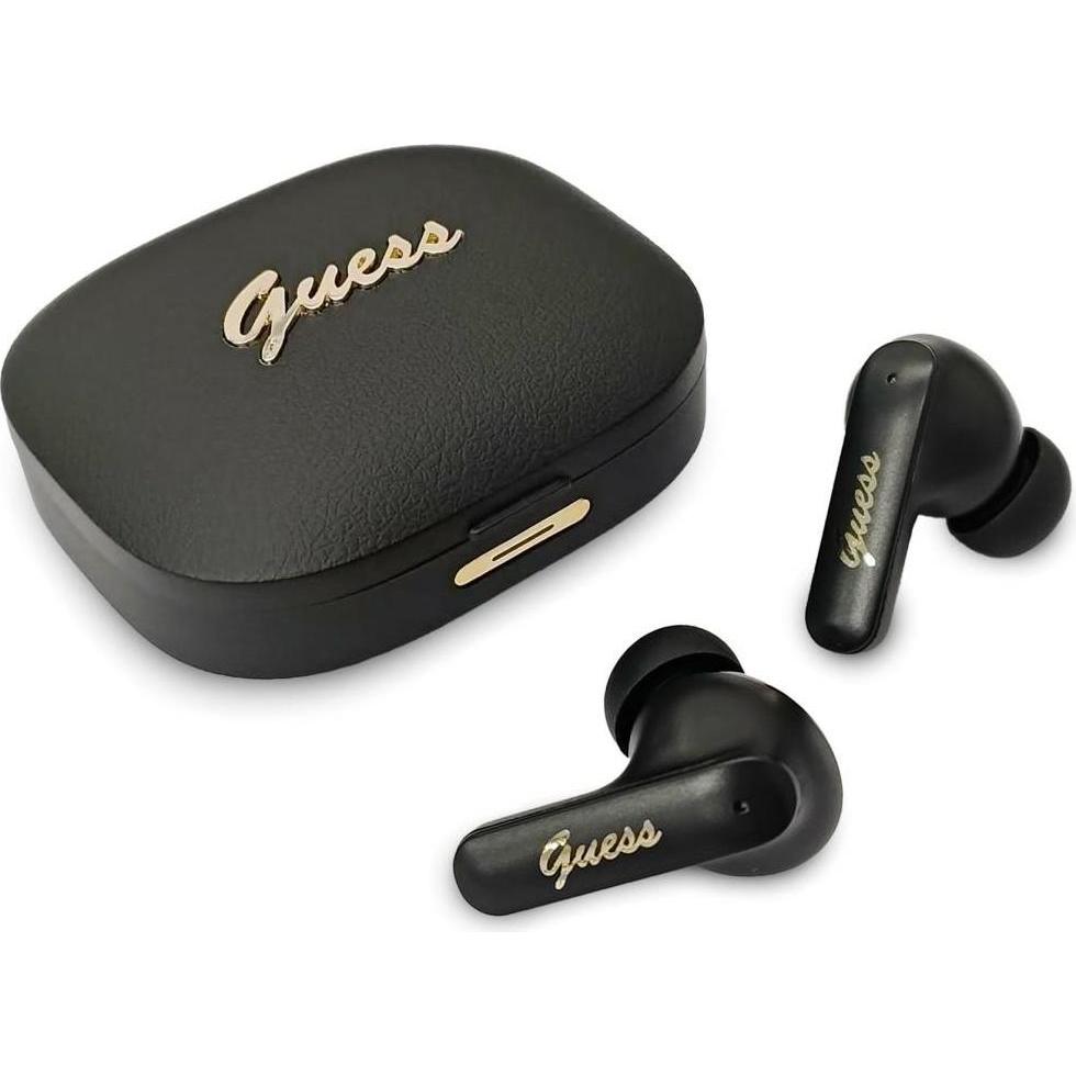 Guess Earphones TWS Script Metal Logo black (30 h, Senza fili), Cuffie, Nero