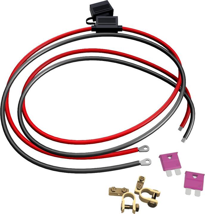 Actual product image Offgridtec 1,5m 4mm² Batteriekabel M8 mit Flachsicherungshalter, 10A Sicherung und Polklemmen