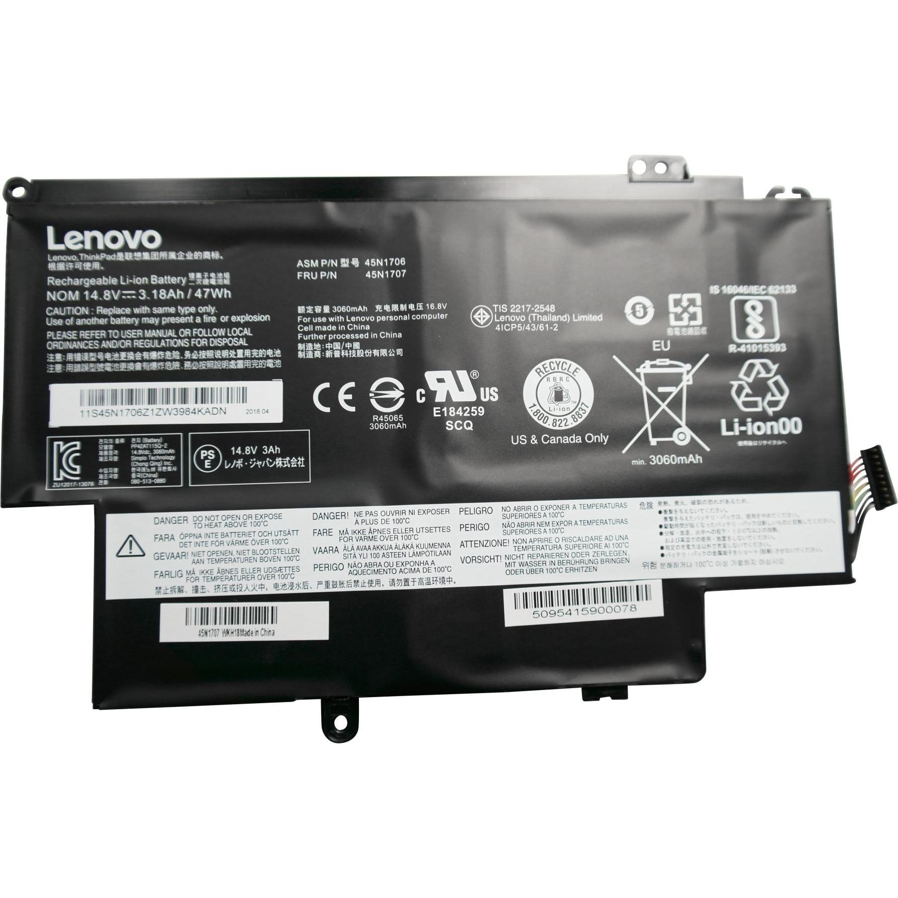 Thumbnail - Lenovo Original Akku für 45N1705 (3150 mAh), Notebook Akku, Schwarz