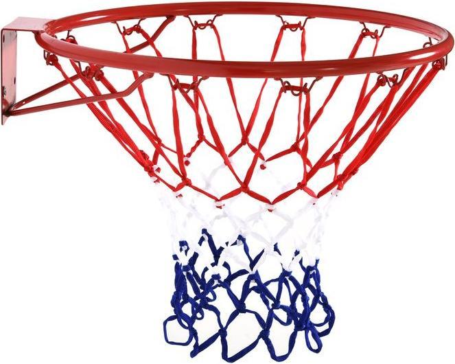 Swisshandel24 Basketball Netz Basketballkorb mit Netz, Stahlrohr+Nylon, Rot + Blau + Weiss, ø46 cm