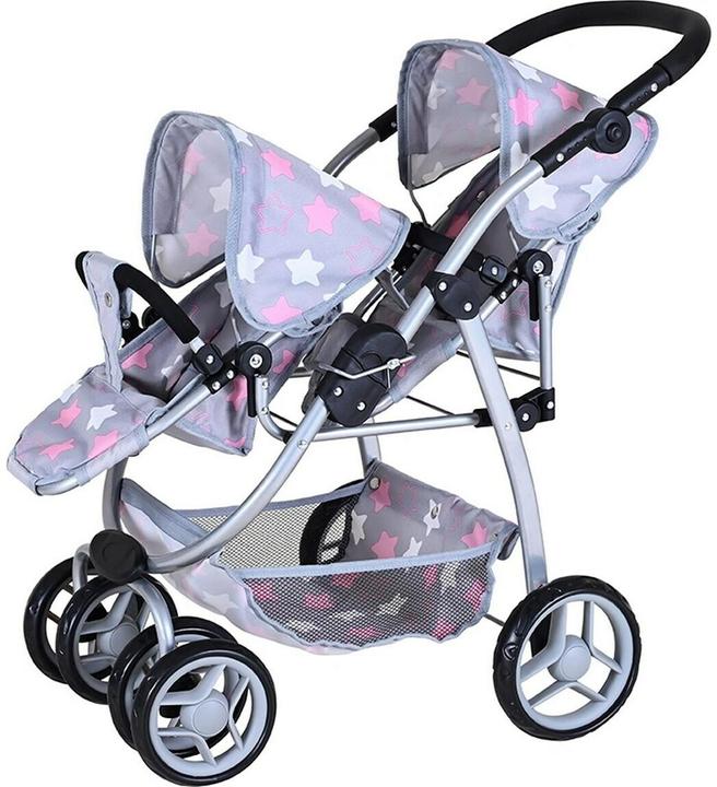 Knorrtoys Zwillingspuppenwagen Milo - "star grey pink"