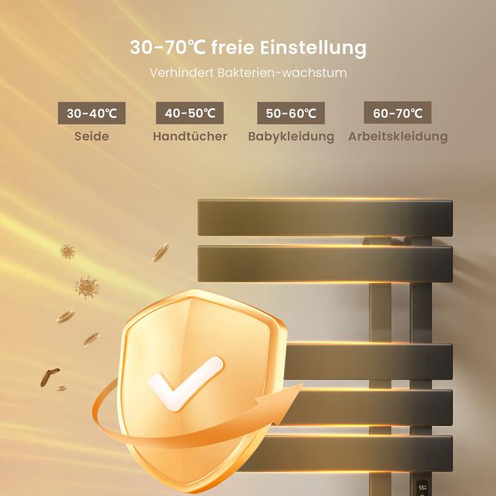 Actual product image Emke Electric towel rail with LED display 100x50 cm 320W WiFi Timer Right cable connection Black
