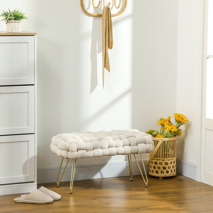 Produktbild Homcom Sitzhocker Polyester, Schaumstoff Cremeweiss