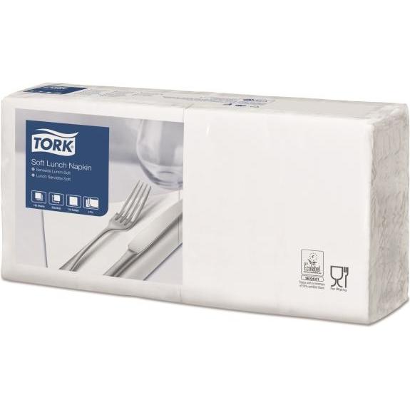 Tork, Servietten, 477414, White, Monochromatic, 325 mm, 328 mm, 328 mm, 162 mm (1500 x, 33 x 33 cm)