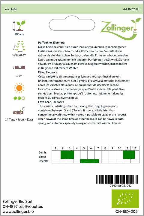 Actual product image Zollinger Bio Broad bean, Eleonora