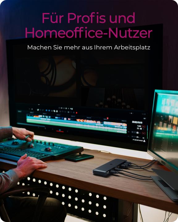 Produktbild Icy Box DockingStation mit 11-in-Anschlüssen dreifacher Videoausgabe,IB-DK2116-C (USB-C, 8 Ports)