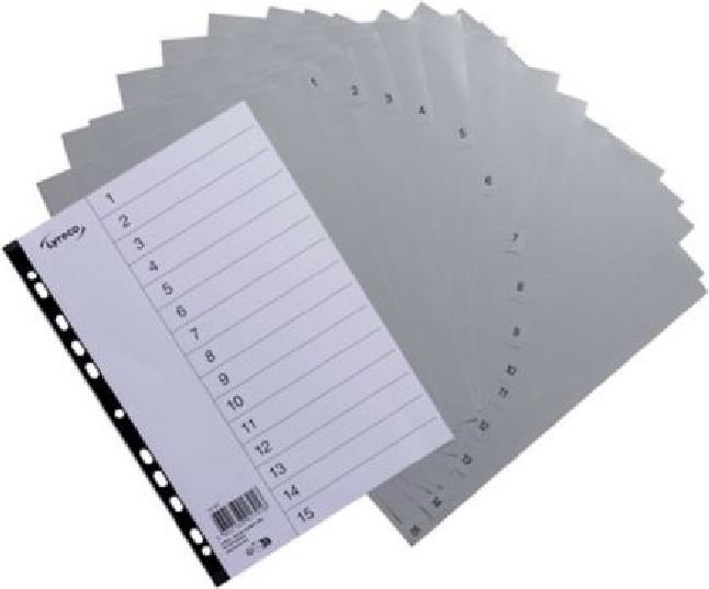 Actual product image Lyreco Register Kunststoff grau 1-15 A4