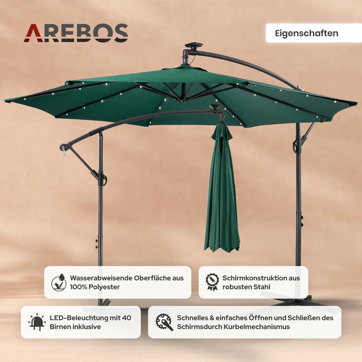 Produktbild Arebos Sonnenschirm mit LED (3 m)