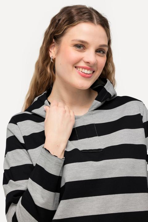 Image du produit Ulla Popken Sweat à capuche rayé, manches longues et poche kangourou (50, 52)