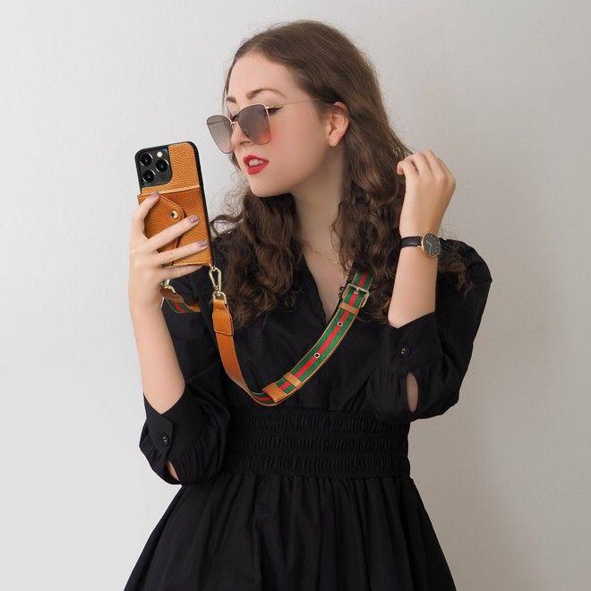 Image du produit MU Style SK101 Series Chaîne de téléphone portable Étui en cuir synthétique avec porte-carte