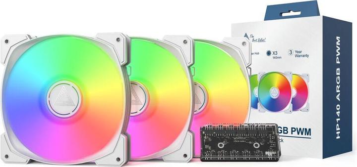Produktbild Montech HP140 ARGB PWM 3 in 1 Pack White (140 mm, 3 x)