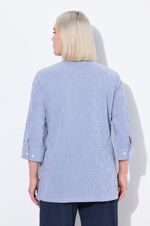 Actual product image Ulla Popken Textured Stripe Button Front Stretch Blouse (60)