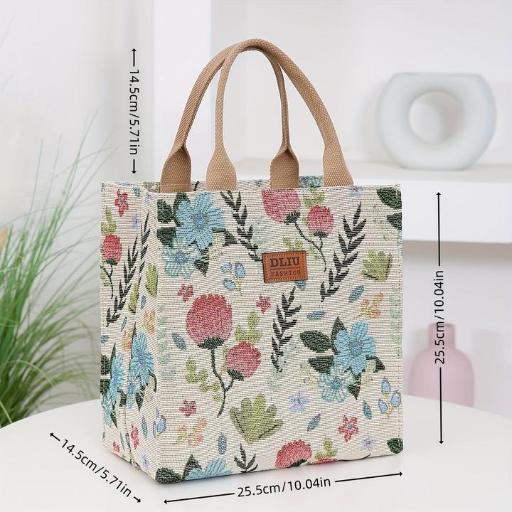 Produktbild Only-Bags.Store Vintage Floral Nylon Tote Bag mit Reissverschluss, faltbare Top-Griff Handtasche für Pendeln und