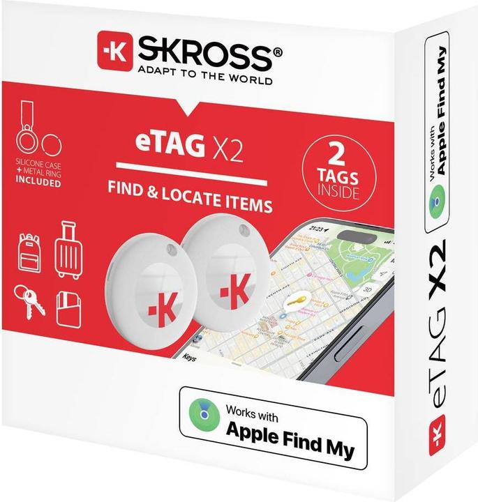 Produktbild Skross eTAG X2 GPS Ortungssystem Gepäckstücktracker, Multifunktionstracker Weiss (Apple)