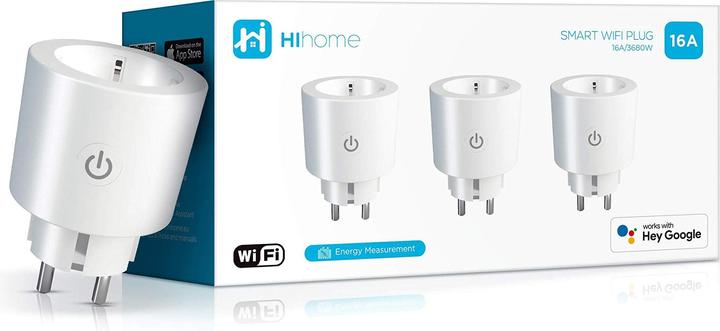 Actual product image Hihome WiFi Smart Plug 16A med Energimåler - 3-Pak