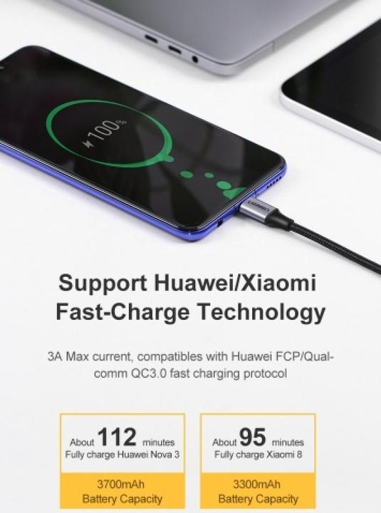 Image du produit Ugreen USB C – USB C (2 m, USB 2.0)