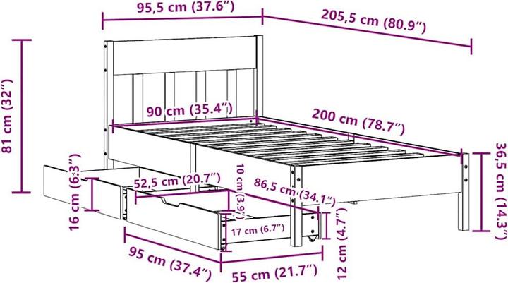 Image du produit vidaXL Bettgestell (90 x 200 cm)