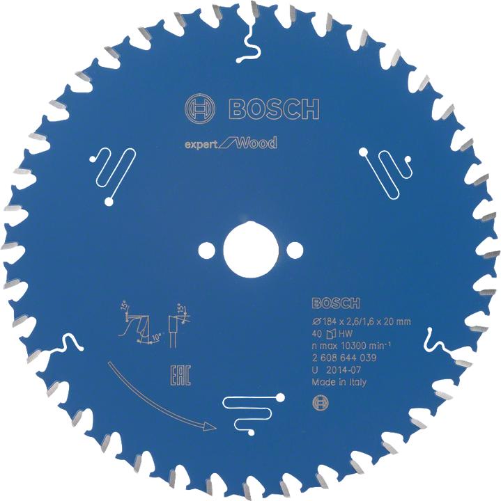 Immagine prodotto Bosch Professional Zubehör Lama circolare Expert per legno, 184 x 20 x 2,6 mm, 40