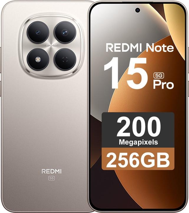Actual product image Xiaomi Redmi Note 15 Pro (256 GB, Titanium colour, 6.83", Dual SIM, 5G)