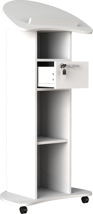 Productafbeelding VCM Houten Staand Bureau Lessenaar Mobiele Staande Tafel Rolbare Wielen Lade Redola (56 x 37 cm)