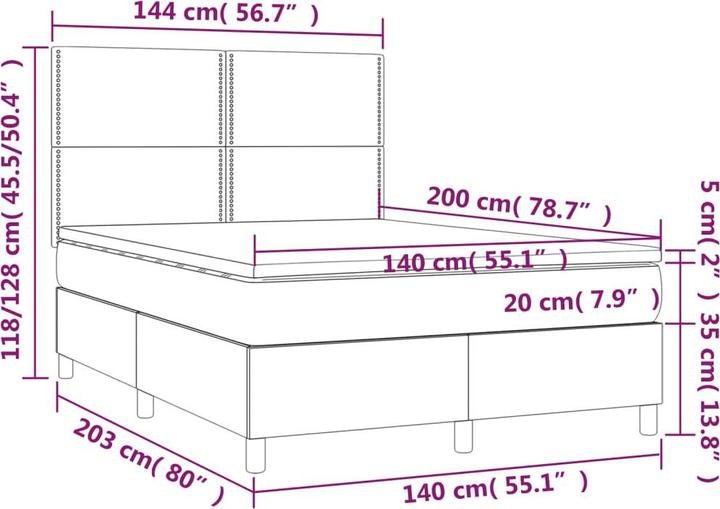 Produktbild vidaXL Boxspringbett (140 x 200 cm)