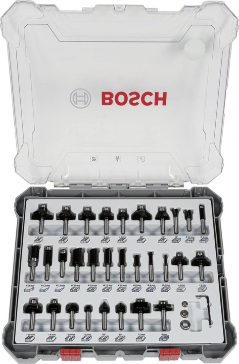 Produktbild Bosch Professional Zubehör 30-teiliges Fräser-Set, 8-mm-Schaft für Handfräsen