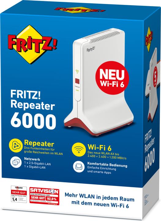 Immagine prodotto FRITZ! Ripetitore 6000 (2400 Mbit/s, 1200 Mbit/s)