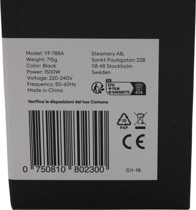 Actual product image Steamery Cirrus (1500 W, 21 g/min)