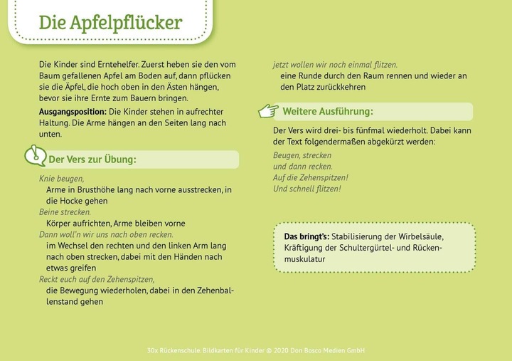 Produktbild 30 x Rückenschule. Bildkarten für Kinder (Deutsch, Bettina Scheer, Elke Gulden, 2021)