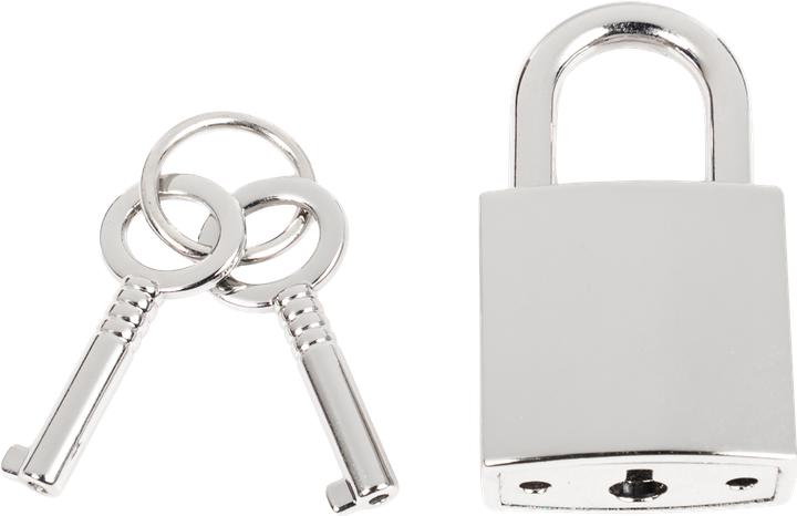 Actual product image Rimba Würgehalsband aus Leder mit Vorhängeschloss – Schwarz & Silber