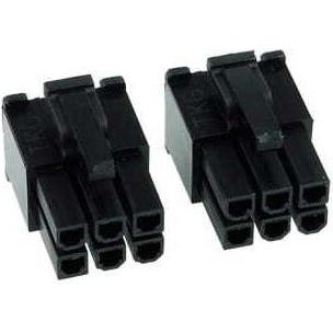 Phobya VGA Power Connector 6Pin Stecker 6-eckig, 2 Stück, Elektronikkabel + Stecker, Schwarz