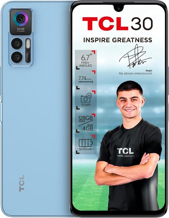 Image du produit TCL TCT 30 17 cm (6.7" ) Dual-SIM Android 12 4G USB Type-C 4 Go 64 Go 5010 mAh Bleu (64 Go, Bleu, 6.70", Double SIM, 4G)