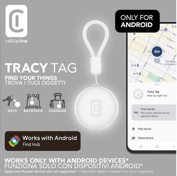 Produktbild Cellularline Tracy Tag weiss f Android Smart Tracker BTTRACYTAGANDROIDW (Android)