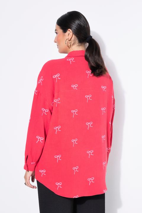 Actual product image Studio Untold Blouse, oversized, muslin, embroidered bows (58)